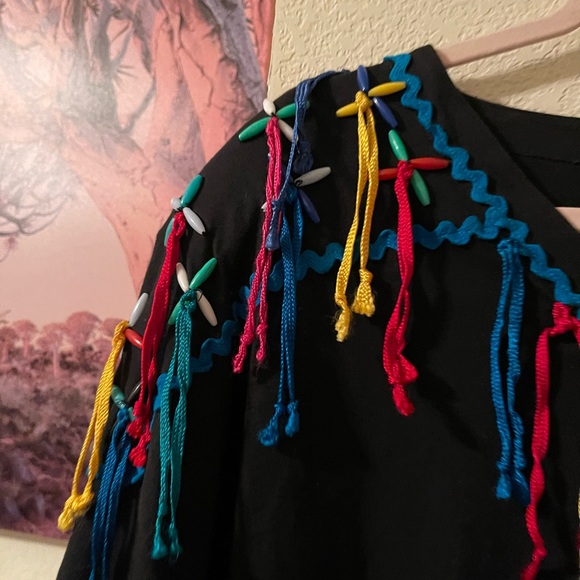 Vintage Victoria Jones Plus Size Women’s black & colorful tassel top size 2X pre - Picture 2 of 9